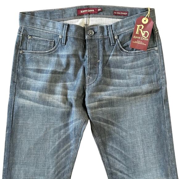 Raven Denim Vic Slim Straight Denim Jeans in Alloy Size 33 x 34 NWT $199 - Picture 6 of 11